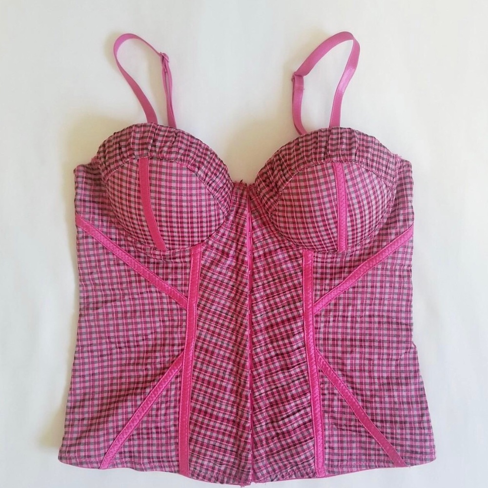 Y2K Plaid Bustier Corset Top